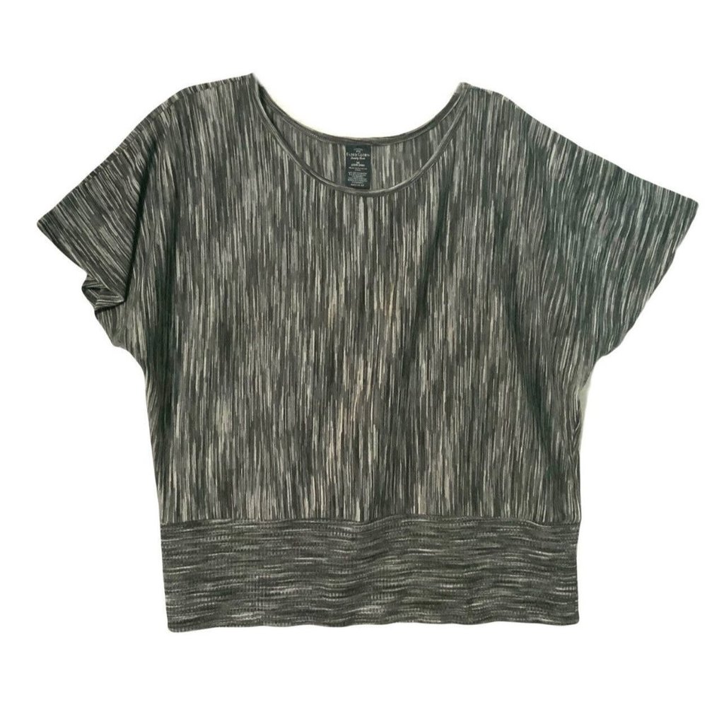 Faded Glory Blouse Top Shirt Womens Plus Size 3X Short Sleeve Gray Scoop Neck Tw